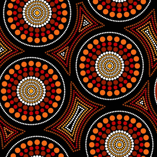 Avustralya Aborjin sorunsuz vektör desen renkli noktalı daire ve çarpık kare ile