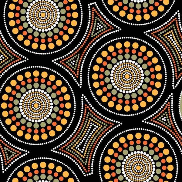 Padrão Vetor Sem Costura Aborígene Australiano Com Círculos Pontilhados Coloridos —  Vetores de Stock