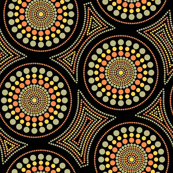 Avustralya Aborjin sorunsuz vektör desen renkli noktalı daire ve çarpık kare ile