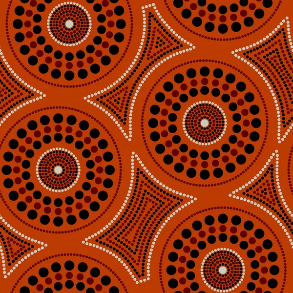 Avustralya Aborjin sorunsuz vektör desen renkli noktalı daire ve çarpık kare ile