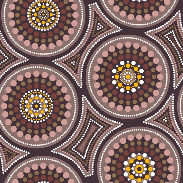Avustralya Aborjin sorunsuz vektör desen renkli noktalı daire ve çarpık kare ile