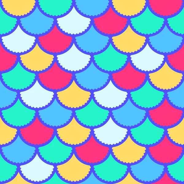 无缝的矢量美人鱼图案作为五颜六色的鱼规模纺织品 案件等的魔术背景 — 图库矢量图片
