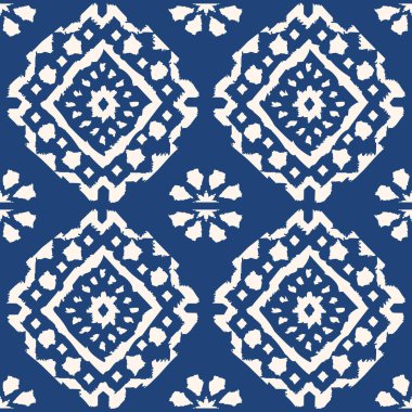Soyut indigo shibori pürüzsüz vektör deseni ve ikat mozaiğinin izi