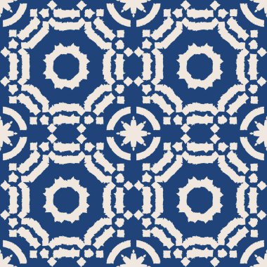 Soyut indigo shibori pürüzsüz vektör deseni ve ikat mozaiğinin izi
