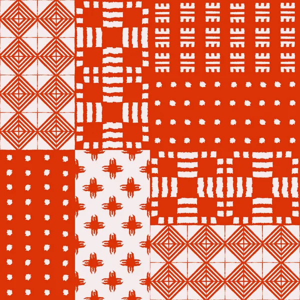 Patrón de vector sin costura shibori abstracto con ikat impresión de mosaico — Vector de stock