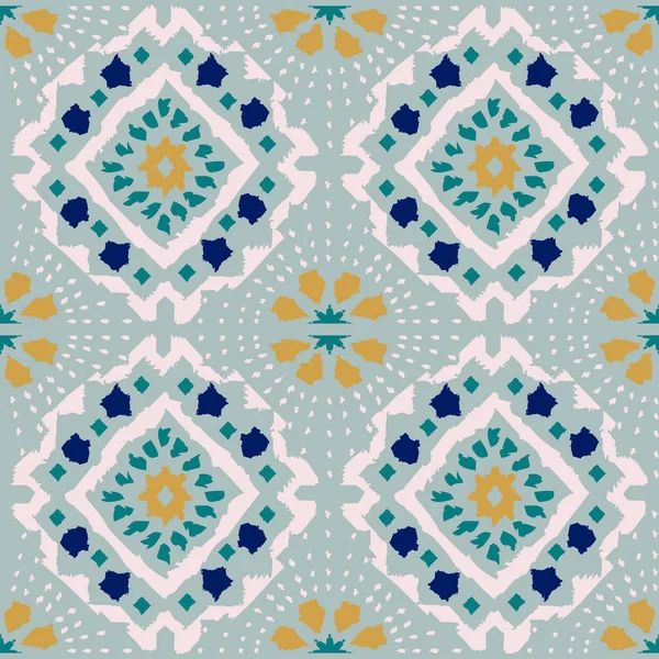 Modèle vectoriel sans couture folklorique géométrique avec imprimé ethnique ikat d'ornement rayé — Image vectorielle