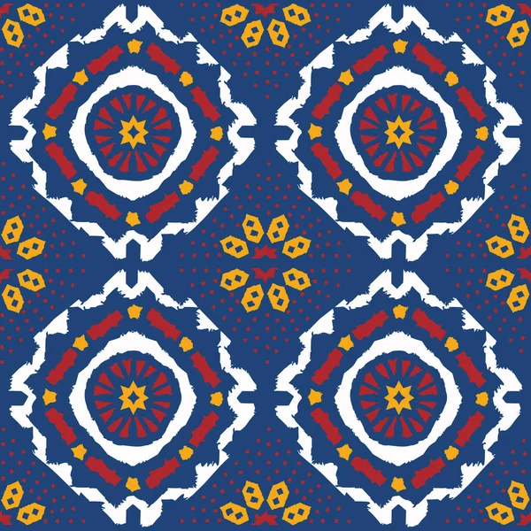 Modèle vectoriel sans couture folklorique géométrique avec imprimé ethnique ikat d'ornement rayé — Image vectorielle