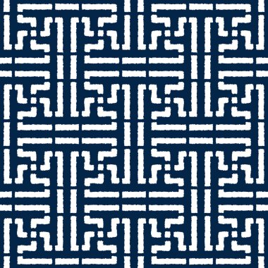 Tipik çizgiler ve elementlerle geleneksel Kore veya Çin motifi de dahil olmak üzere geometrik soyut ve soyut dikişsiz vektör deseni