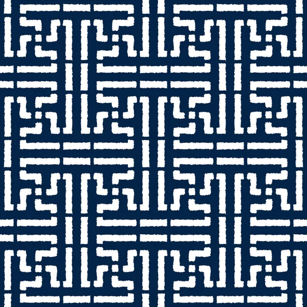 Patrón vectorial geométrico abstracto sin costura incluyendo motivo tradicional coreano o chino con líneas y elementos típicos — Vector de stock