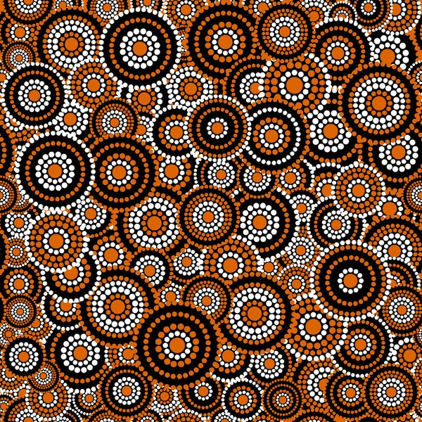 Patrón vectorial sin costuras de arte aborigen australiano con círculos punteados multicorte — Vector de stock