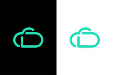 Minimalist harf D bulut veya Bulut D logo konsept vektör simgesi