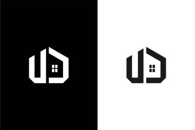 Modern Harf UD ev veya DU ev logosu konsept vektör simgesi