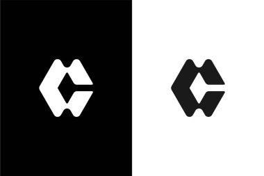 Monogram harfi CMW veya MWC logo konsept vektör simgesi