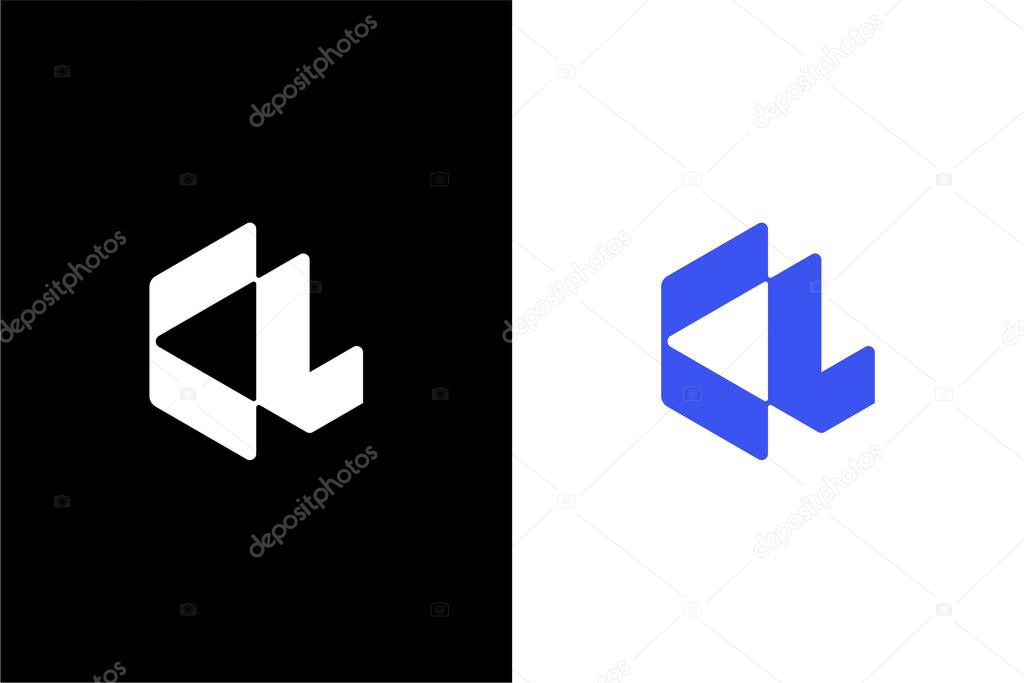 Modern Letter CL hexagon or KL hexagon logo concept vector icon