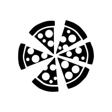 Siyah ve Beyaz Dilimler Pizza çizimi