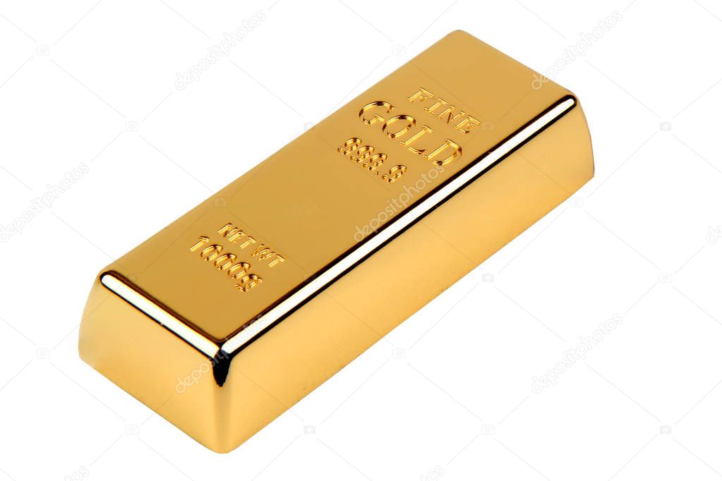 Isolated of 1000 gram of gold bar 999.9 on white background
