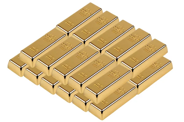 Isolated Many 1000 Gram Gold Bars 999 White Background — Stock Photo, Image