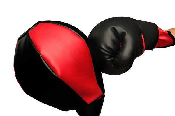 Isolated Boxing Training Use Right Hand Black Red Boxing Grove — Stock Photo, Image