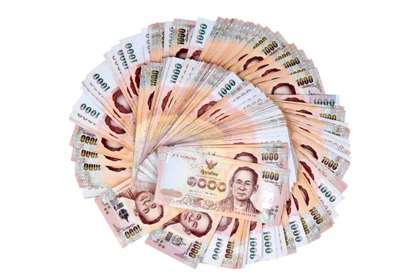 Para birimi 1000 Baht Tayland banknotlar yatıyordu çift yaymak