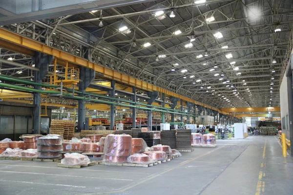 Rolls of Copper tube are placed in storage stack yard waiting to be sent out to customers.