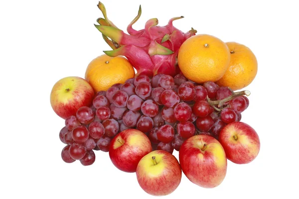 Isolado Alimentos Para Saúde Frutas Mistas Como Uvas Vermelhas Sem — Fotografia de Stock