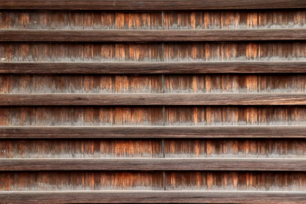 Texture of old wood japanese art of outsite temple wall. — Stock Photo, Image