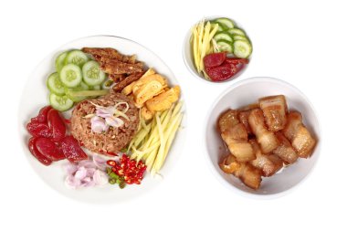 Karides ezmesi ile Kızarmış yasemin pilavı izole, Kao Klok K çağrı