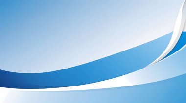 Eğimli mavi arkaplana karşı mavi ve beyaz şekiller içeren bir minimalist soyut tasarım..