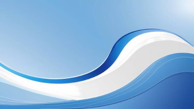 Açık mavi arkaplan karşısında mavi ve beyaz dalgalı şekiller içeren soyut bir arkaplan.