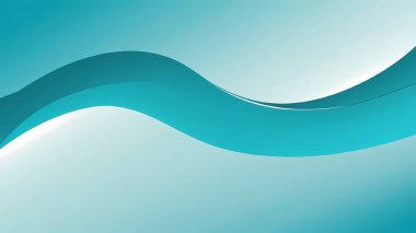 Mavi bir gradyan üzerinde tek, pürüzsüz, deniz mavisi bir dalga olan minimalist soyut bir arka plan..