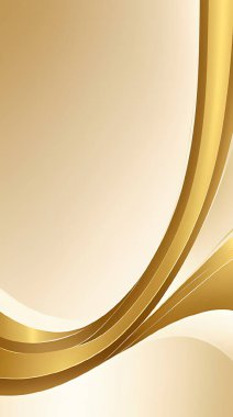 Krema tabanına karşı altın kıvrımlı çizgileri olan minimalist soyut bir arka plan..
