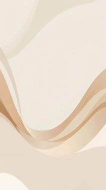 Bej ve kahverengi tonlarda yumuşak, kıvrımlı çizgiler içeren minimalist soyut bir arkaplan.
