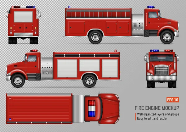 Mobil Pemadam Kebakaran Vector Mockup Untuk Merek Kendaraan Identitas Perusahaan Grafik Vektor