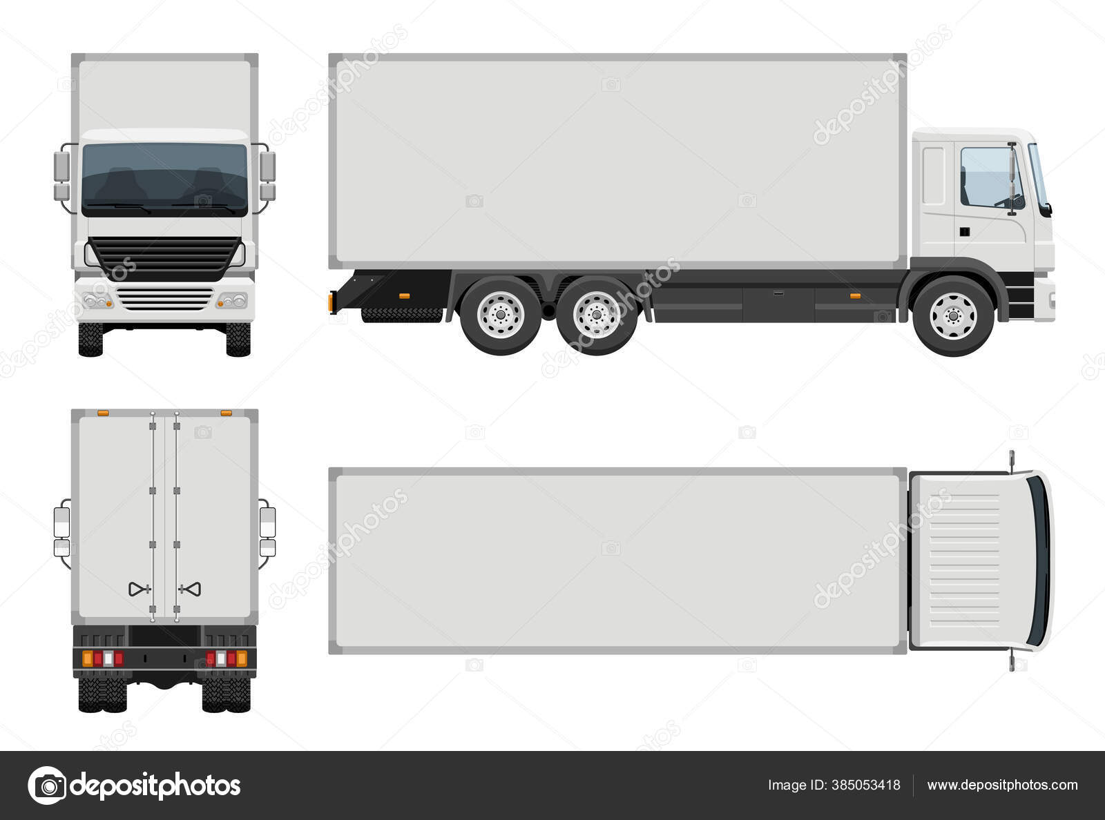 Box Truck Vector Template Simple Colors Gradients Effects View Side Stock Vector Image By C Imgvector 385053418