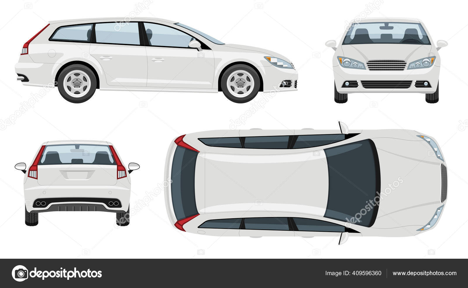 Download White Station Wagon Car Vector Template Simple Colors Gradients Effects Vector Image By C Imgvector Vector Stock 409596360