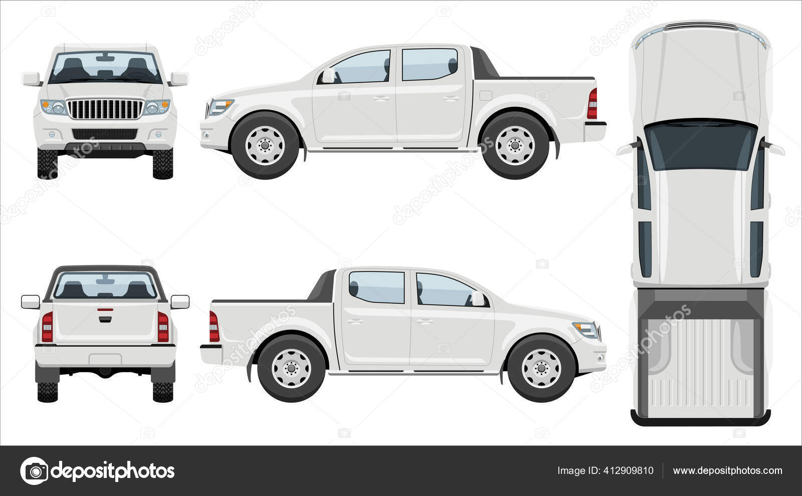 9 Electric Pickup Truck Mockup - Front View File PSD