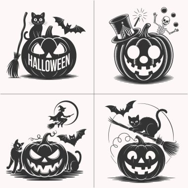 Gül papatyaları ve botanik desenlerle süslenmiş zarif Cadılar Bayramı balkabağı oymaları. Sonbahar tişörtleri, mevsimlik dekorasyonlar ve ürkütücü vektör sanatı için eşsiz Gotik çiçek tasarımı. Çiçekleri balkabağıyla harmanlayan yaratıcı cadılar bayramı çizimi