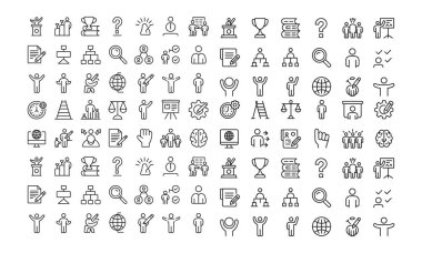 Başarı, liderlik ve başarı için tasarlanmış bu vektör simgesini keşfedin. İş, eğitim ve motivasyon ile ilgili projeler için mükemmel, bu set büyüme, takım çalışması, öğrenme ve daha fazlasını temsil eden simgeler içeriyor. Tişörtler için ideal, PR