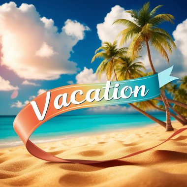 Tahta plajda yazılmış tatil metni