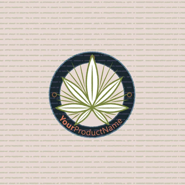 Emblema Circular Folha Maconha Emblema Fundo Linha Quebrada Ondulado —  Vetores de Stock