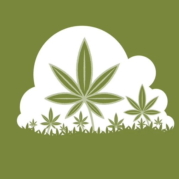 Wolke Oder Rauch Mit Marihuana Blättern Aus Der Wolke — Stockvektor