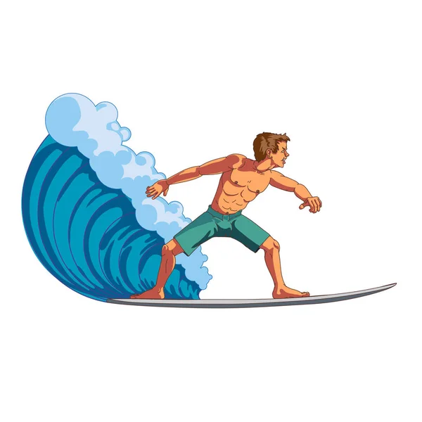 Surfista Frente Montar Una Ola — Archivo Imágenes Vectoriales