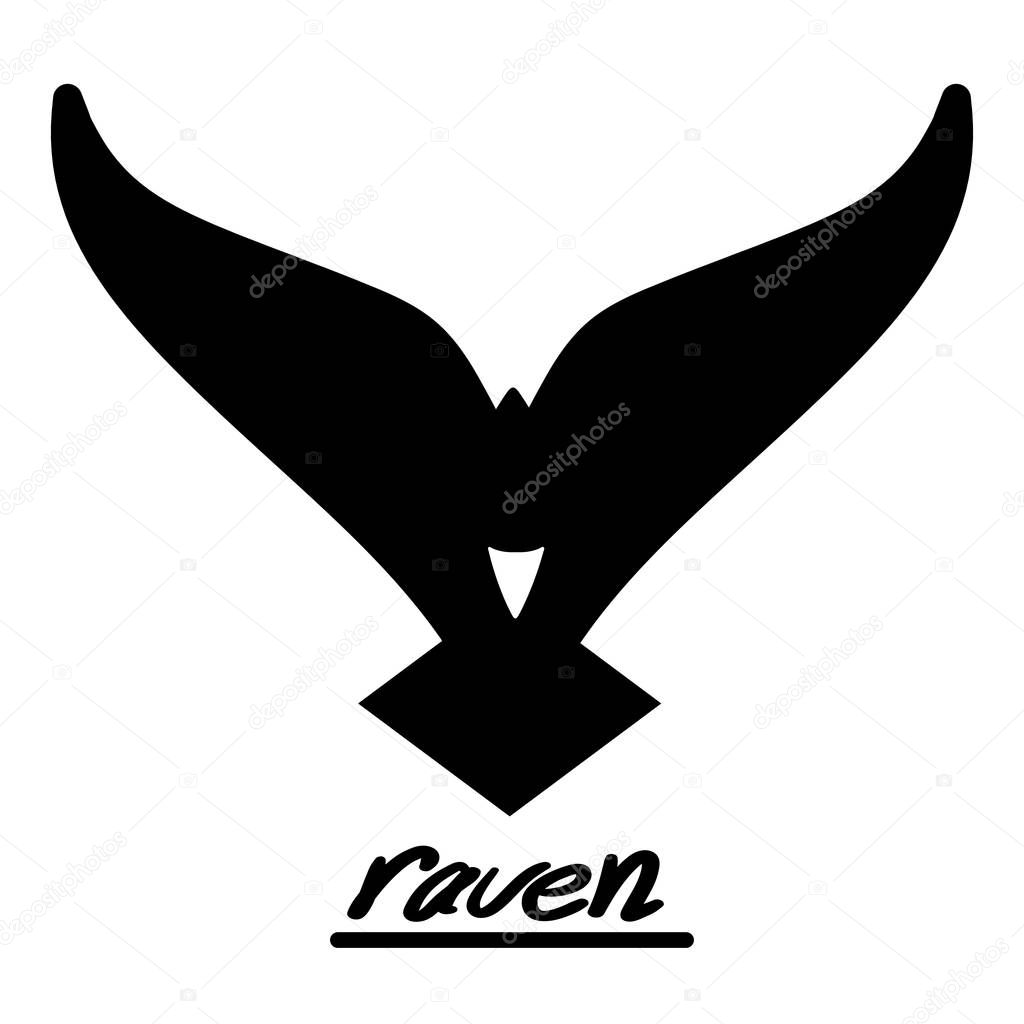Raven graphic with spread wings.