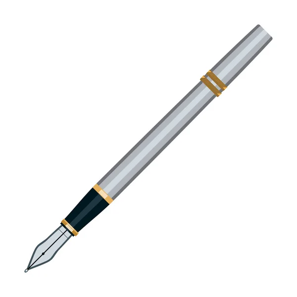 Stylo Plume Ancien Style Argent — Image vectorielle