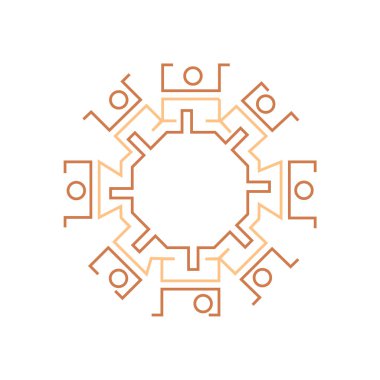 Çeşitli konumlarda insanlar, Güney Amerikan, Maya tarzı grafik hyrogliphics.