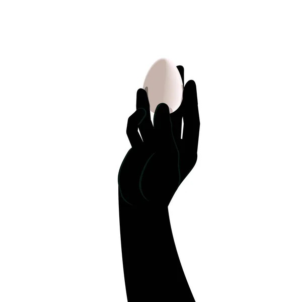 Black Glove Hand Holding Egg — Stock Vector