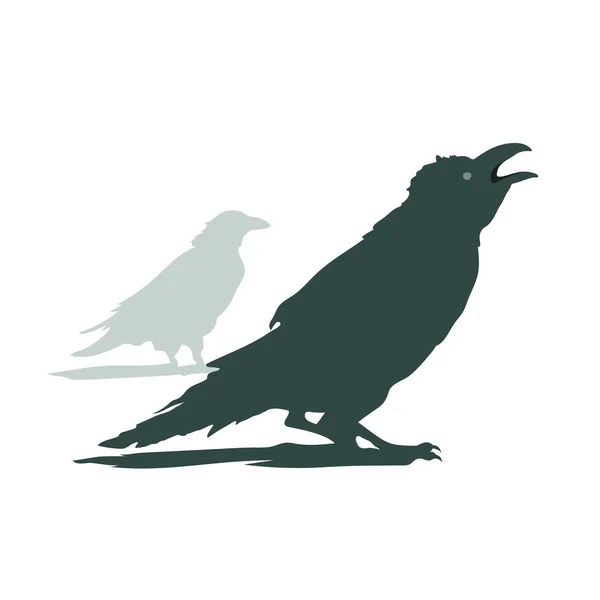 Crows sitting, cawing graphic — Stock Vector