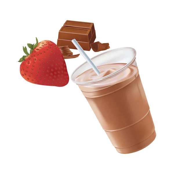 Erdbeer & Schokolade Milchshake, Vektor — Stockvektor