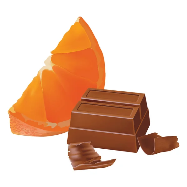 Laranja e chocolate juntos, vetor — Vetor de Stock