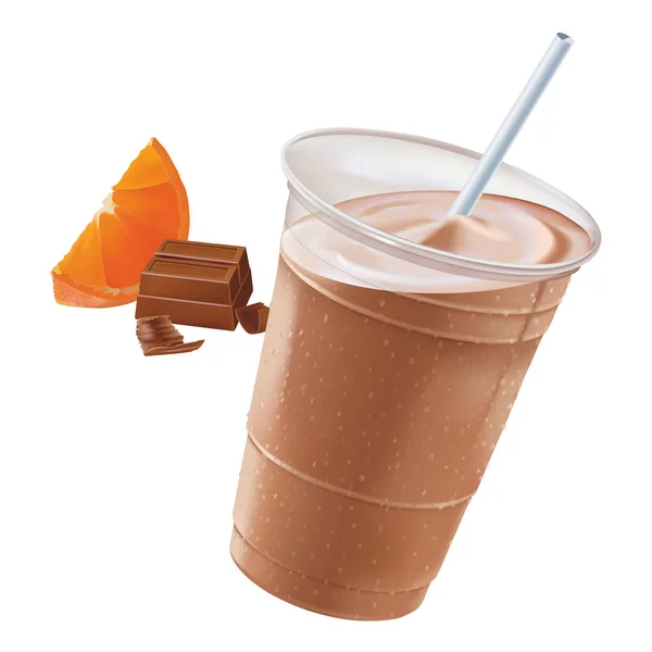 Milkshake all'arancia e cioccolato, vettore — Vettoriale Stock